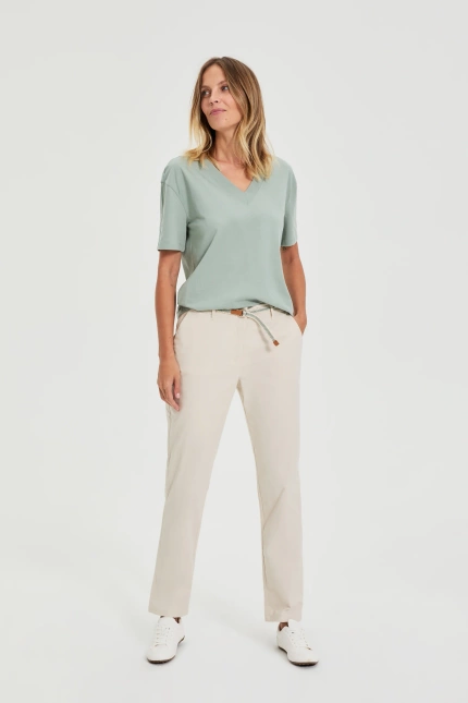 Spodnie bawełniane beżowe