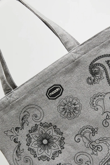 Torba shopper z nadrukiem szara
