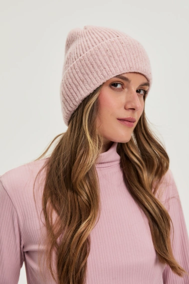 Dzianinowa czapka różowa