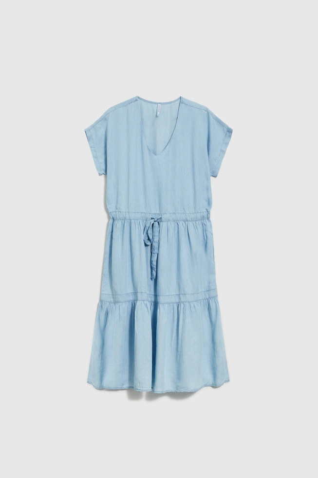 Sukienka midi z lyocell błękitna