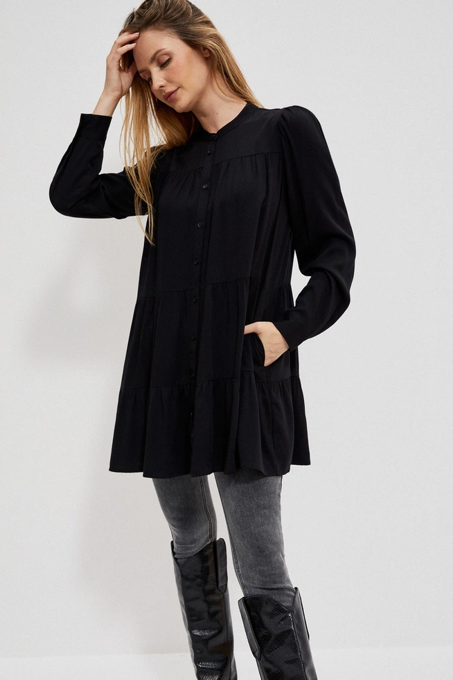 Koszula z falbaną czarna