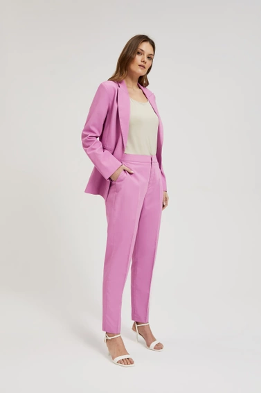 Garniturowe spodnie w kant różowe