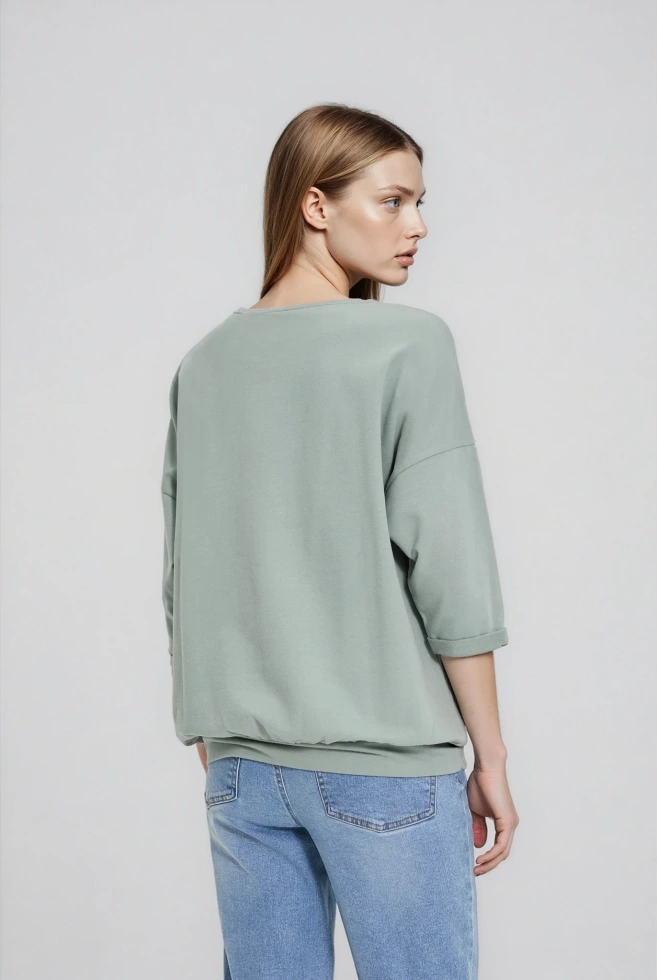 Bluza z bawełny oliwkowa