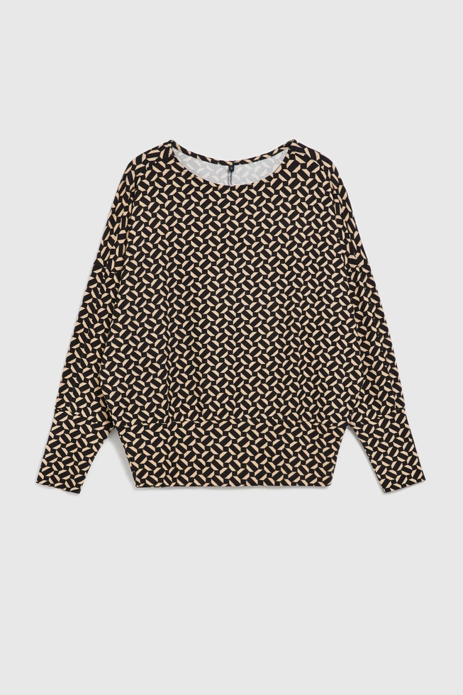 Wzorzysty sweter z długimi rękawami czarny