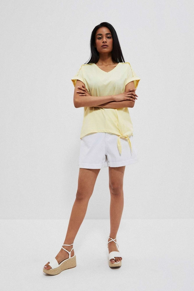 Bawełniana bluzka z wiązaniem cytrynowa