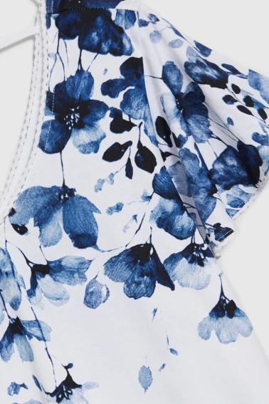 Bawełniana bluzka w kwiaty biała