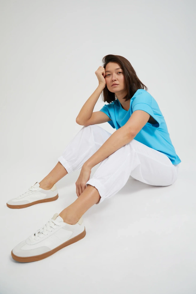 Gładkie wiskozowe spodnie białe