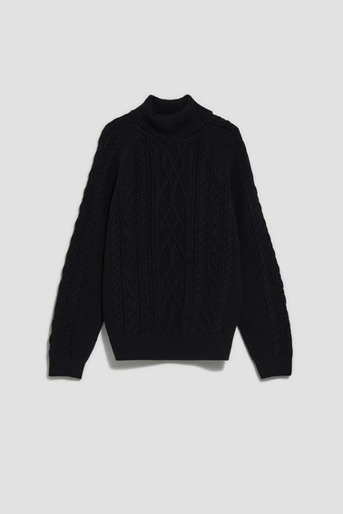 Golf z warkoczowym splotem czarny