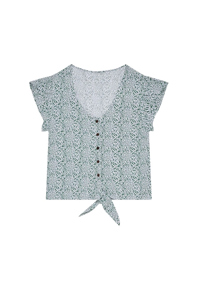 Bluzka koszulowa we wzory seledynowa