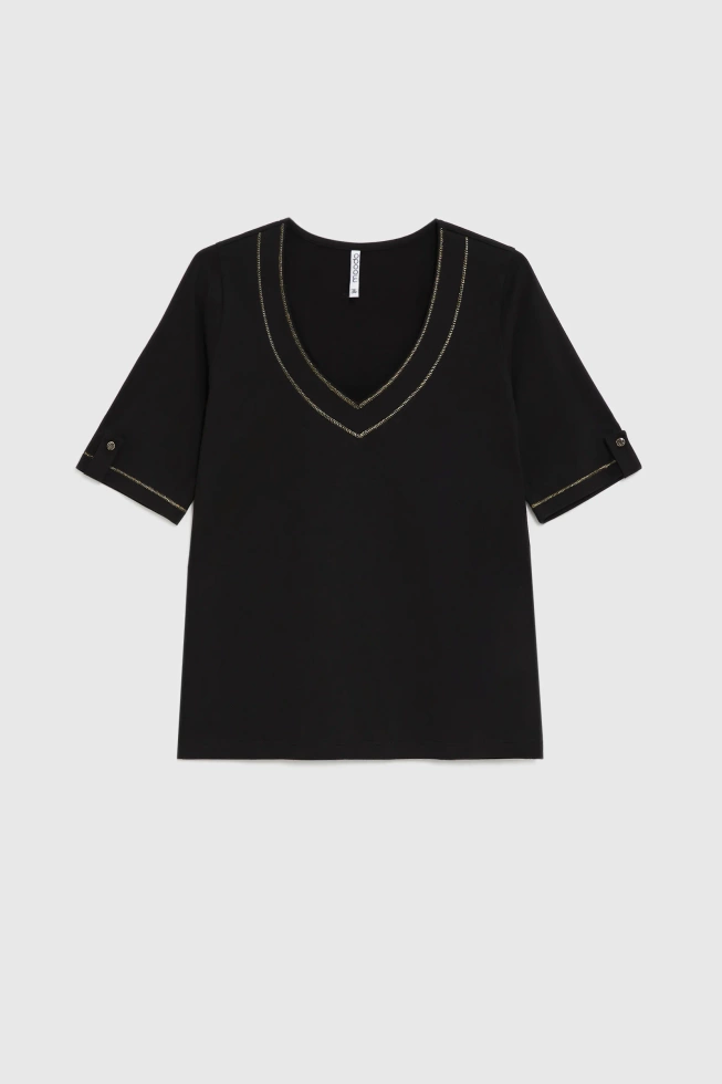 Bluzka z dekoltem w serek czarna