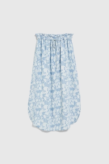 Spódnica lyocell w kwiaty błękitna 