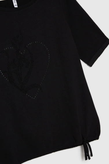 T-shirt z ozdobną aplikacją czarny