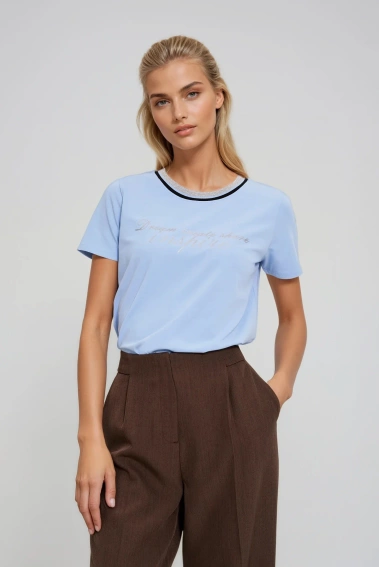 Bluzka z napisem błękitna