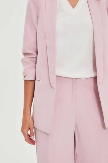 Marynarka z marszczonymi rękawami różowa 