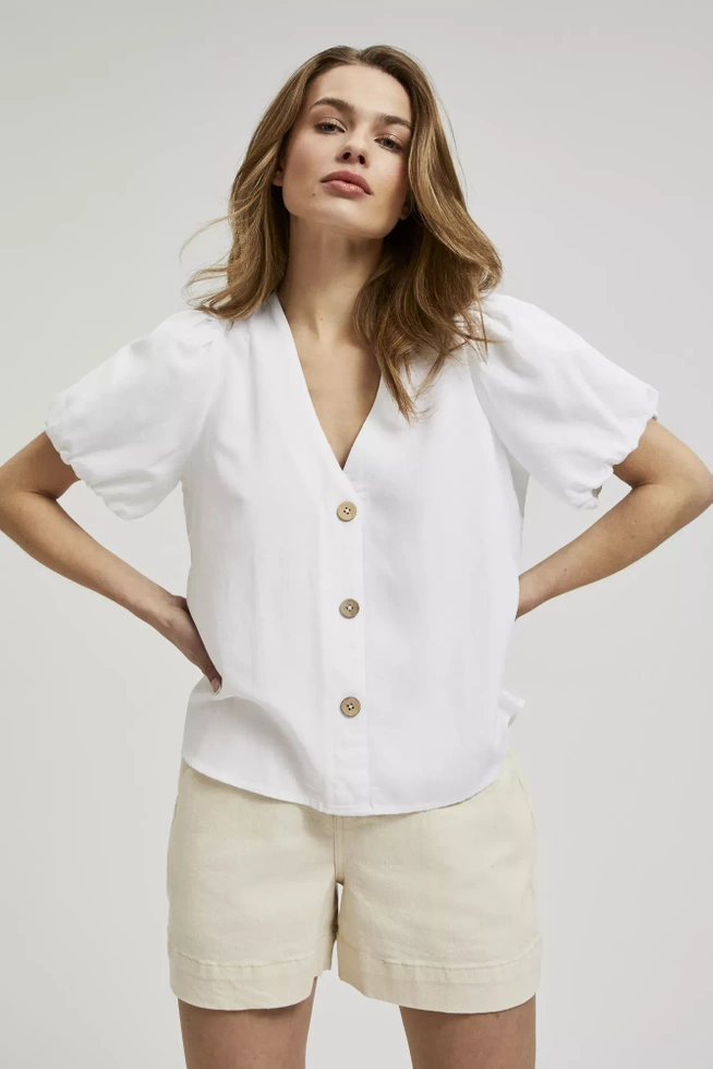 Koszula z krótkimi bufiastymi rękawami biała