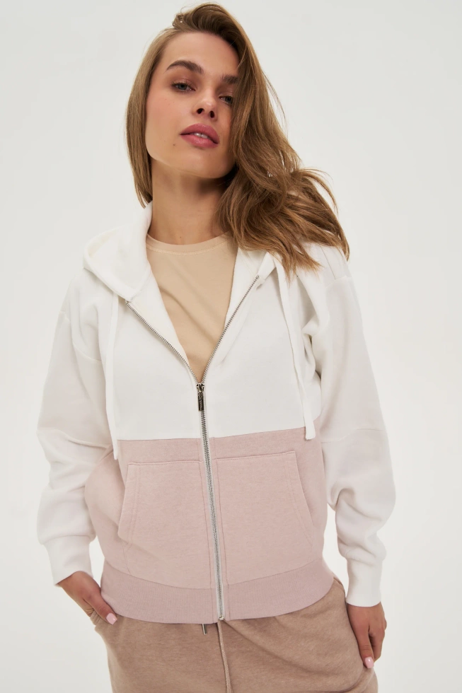 Bluza zapinana na zamek beżowa