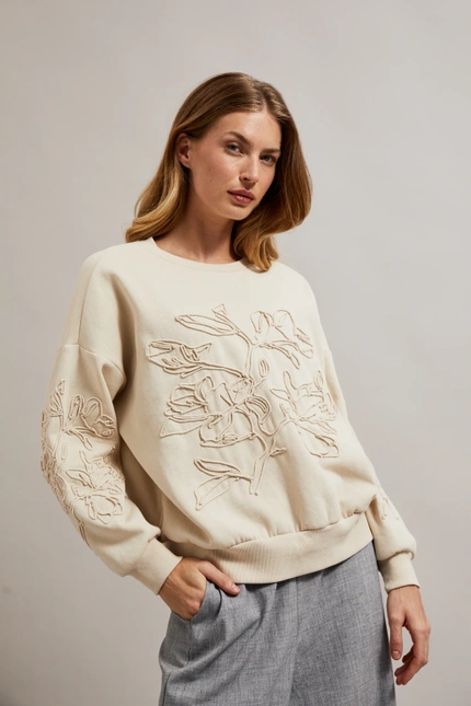 Bluza z aplikacją beżowa