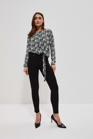 Legginsy z ozdobnym guzikiem czarne