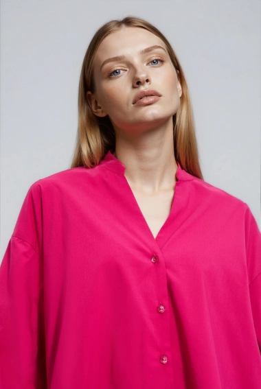 Koszula z bufiastymi rękawami fuksjowa