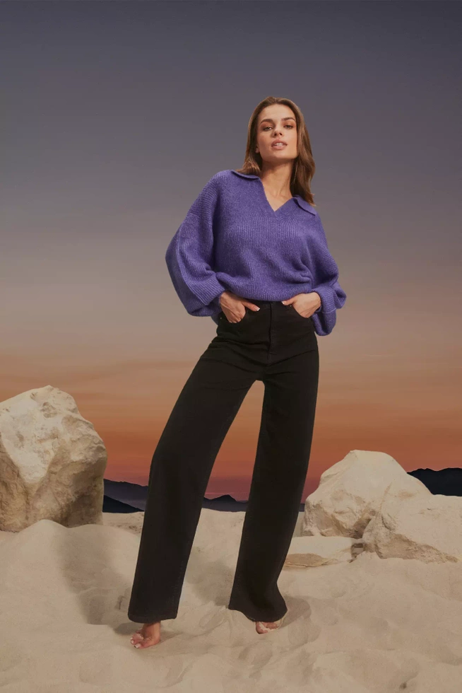 Jeansy wide leg z wysokim stanem