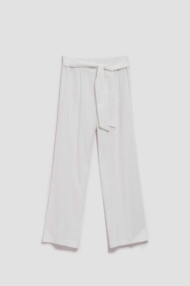 Lniane spodnie z szeroką nogawką