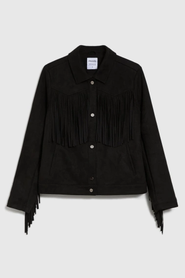 Kurtka z frędzlami czarna