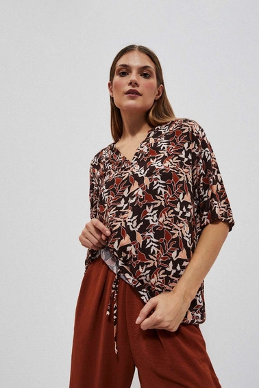 Koszula z wiązaniem ciemnbrązowa