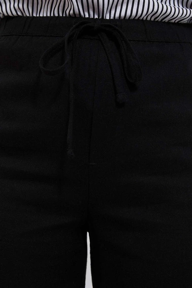 Lniane spodnie z prostą nogawką czarne