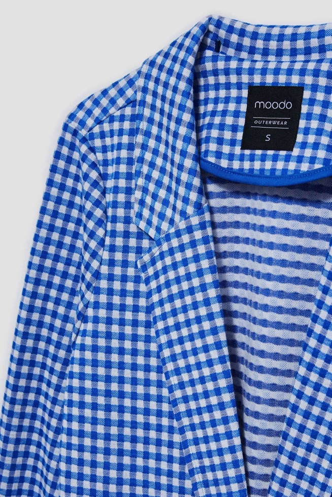 Marynarka w drobną kratę niebieska