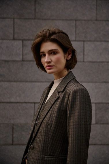 Jednorzędowa marynarka ciemnobeżowa