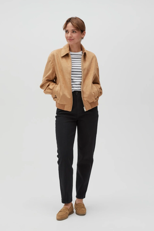 Kurtka z imitacji zamszu beżowa