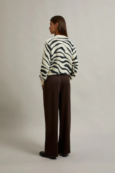 Spodnie z szerokimi nogawkami z gumą w talii brązowe