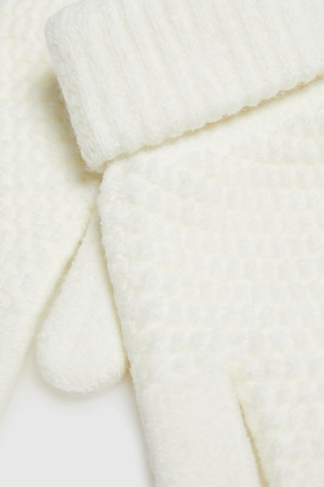 Dzianinowe rękawiczki beżowe