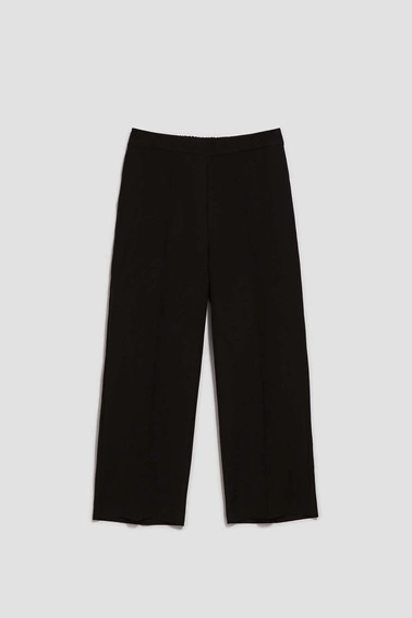 Gładkie spodnie z szerokimi nogawkami