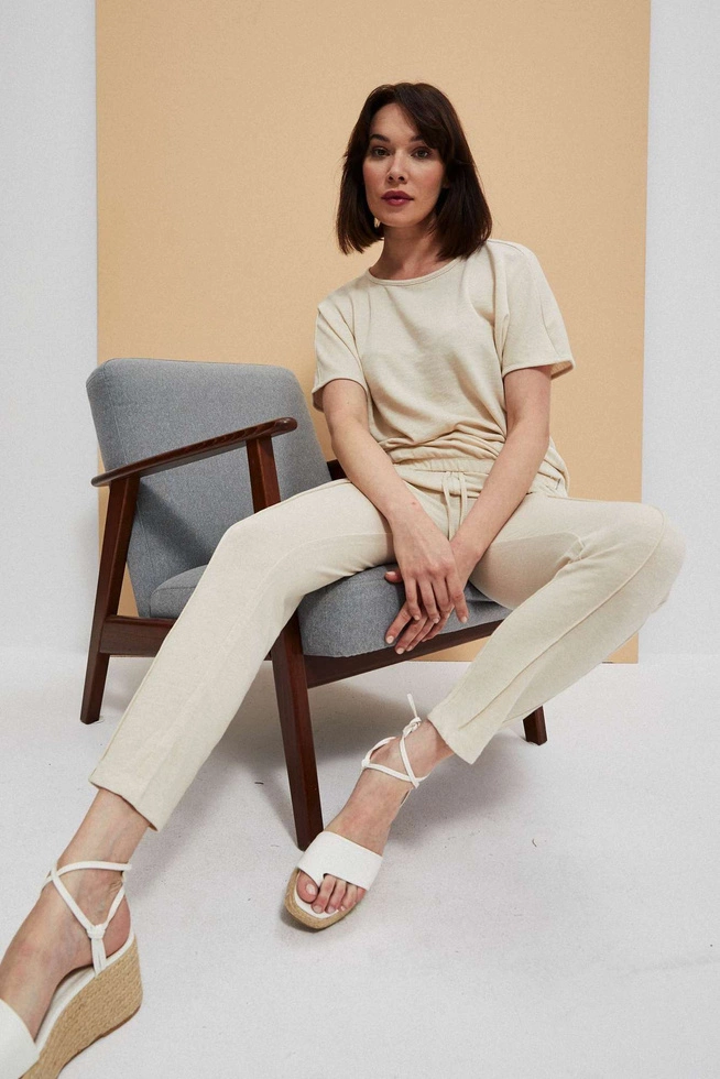 Gładka bluzka piaskowa