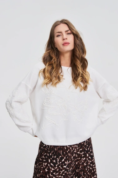 Bluza z aplikacją biała