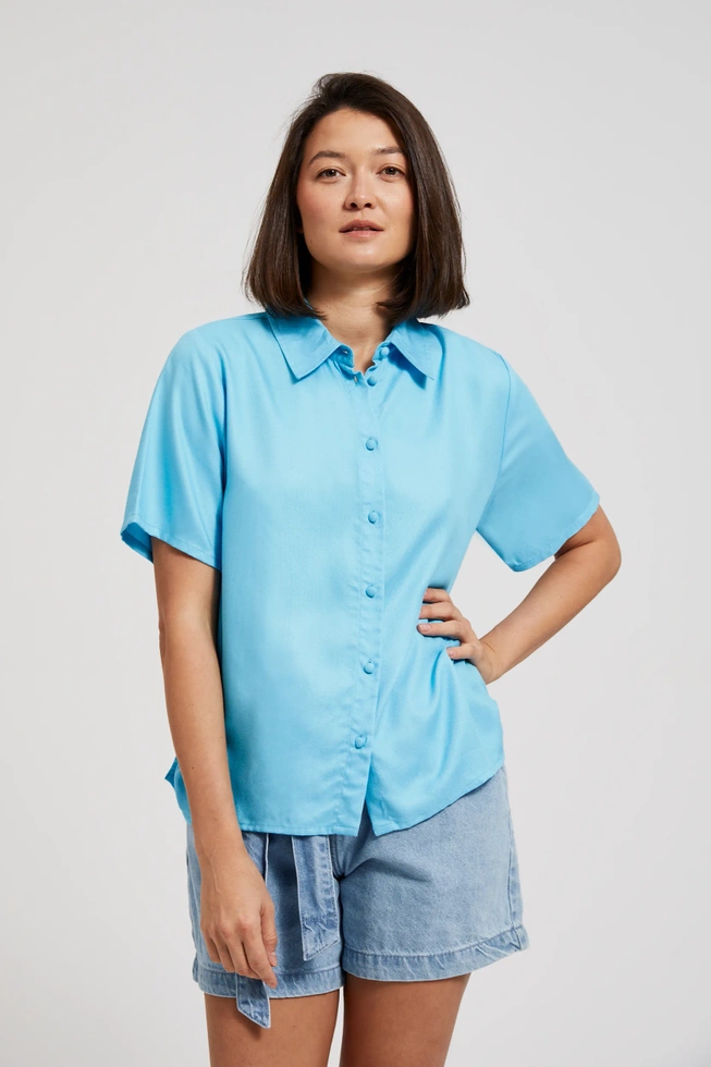 Koszula z krótkimi rękawami turkusowa