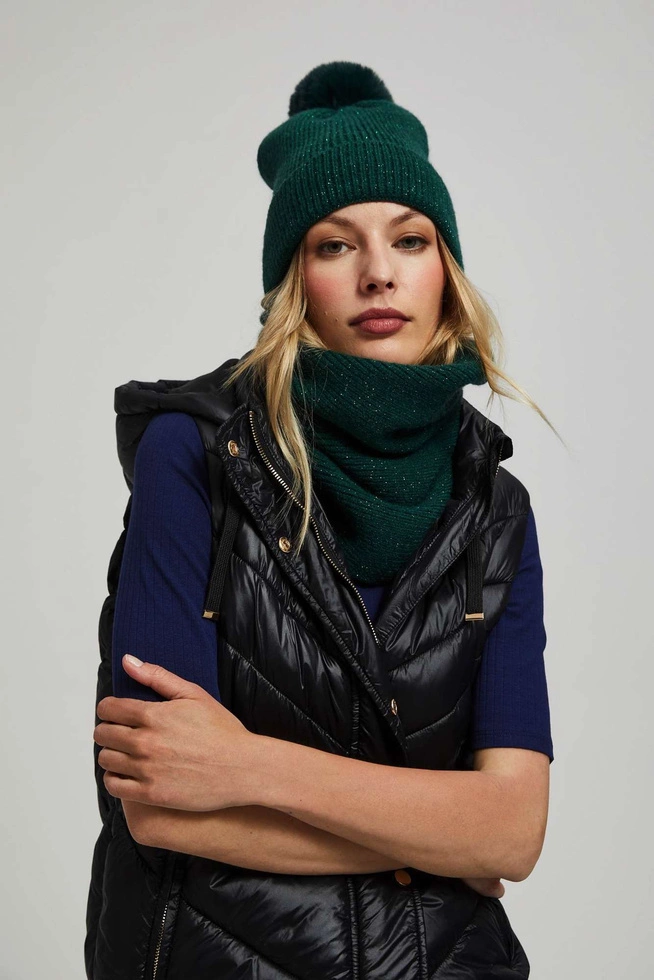 Komin z metaliczną nitką szmaragdowy