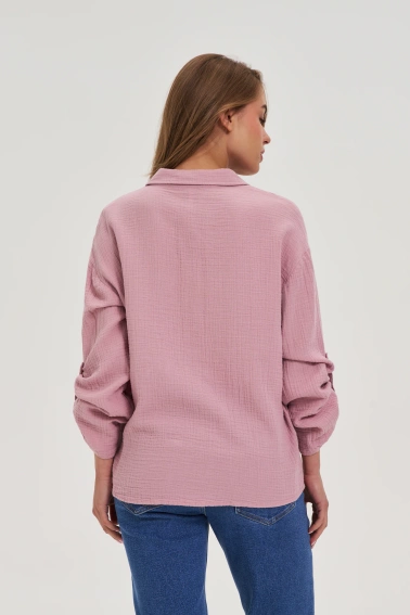 Koszula z bawełnianego muślinu różowa