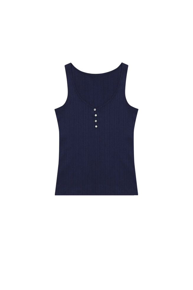 Top z guzikami granatowy
