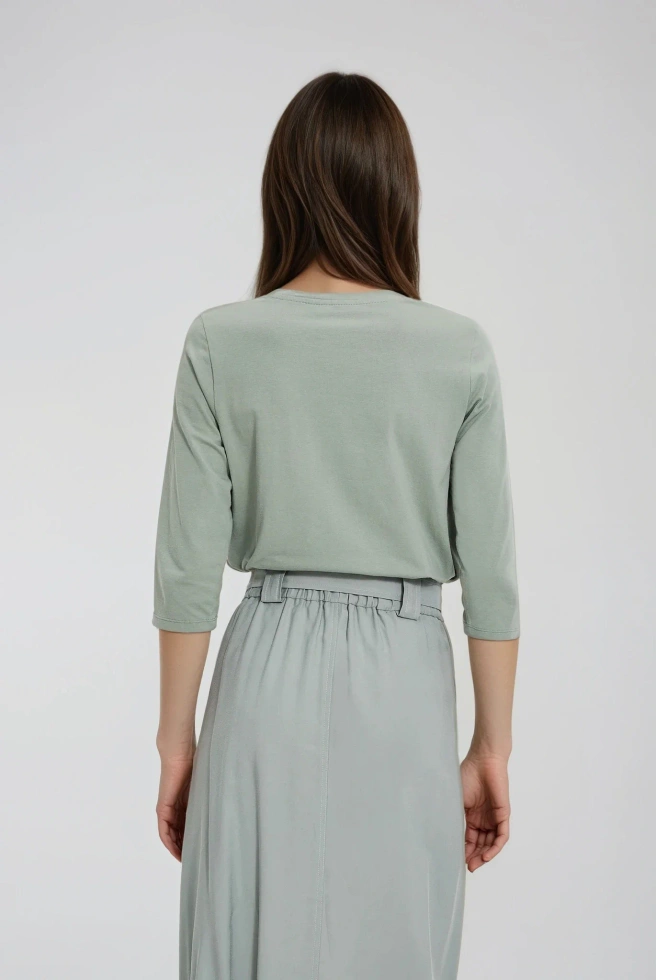 Bluzka z nadrukiem w kwiaty oliwkowa