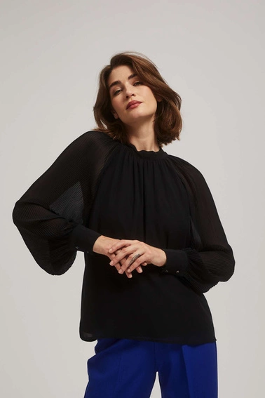 Koszula z plisowanymi rękawami czarna