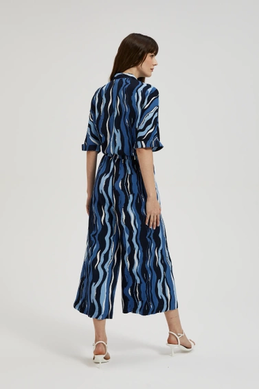 Wzorzyste spodnie kuloty niebieskie