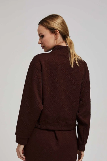 Bluza z ozdobnymi guzikami brązowa