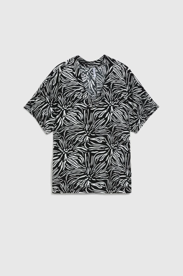 Wiskozowa koszula z wzorem czarna