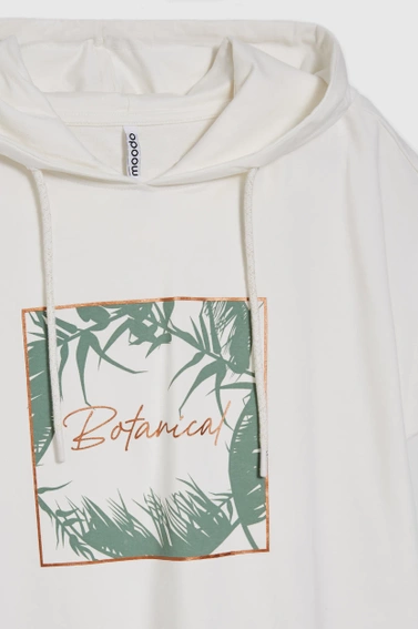 Bluza z kapturem i krótkimi rękawami biała