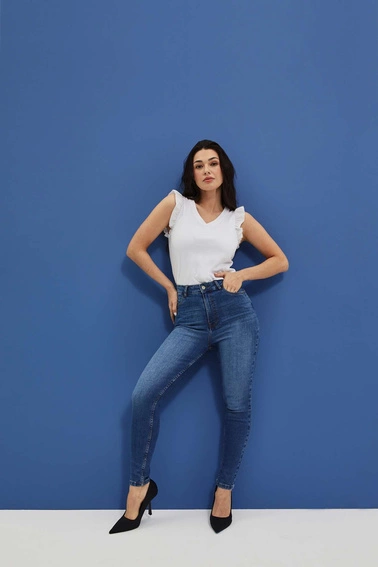 Jeansy skinny z wysokim stanem