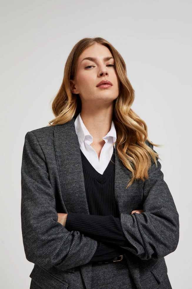 Marynarka z marszczonymi rękawami szara