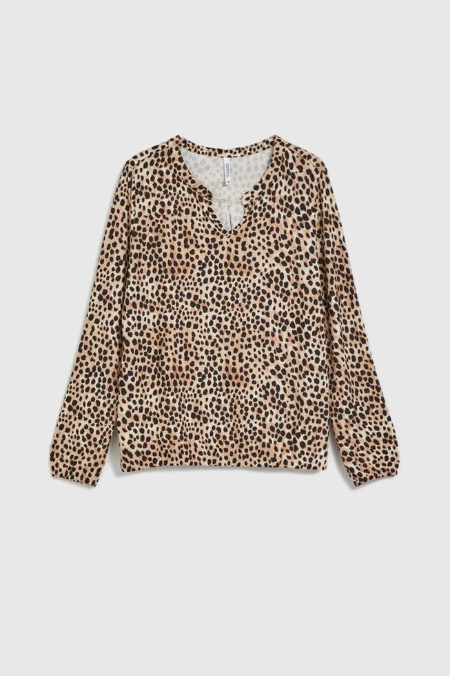 Sweter w zwierzęcy wzór beżowy