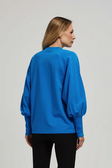 Bluza z bufiastymi rękawami lazurowa